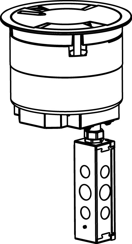 8AT2PGY Evolution 8AT Pre-Wired Recessed Poke-Through Assembly With Flush Style Cover, 8 in Hole, 5 Gangs, 24.5 cu-in Capacity, Plastic/Steel