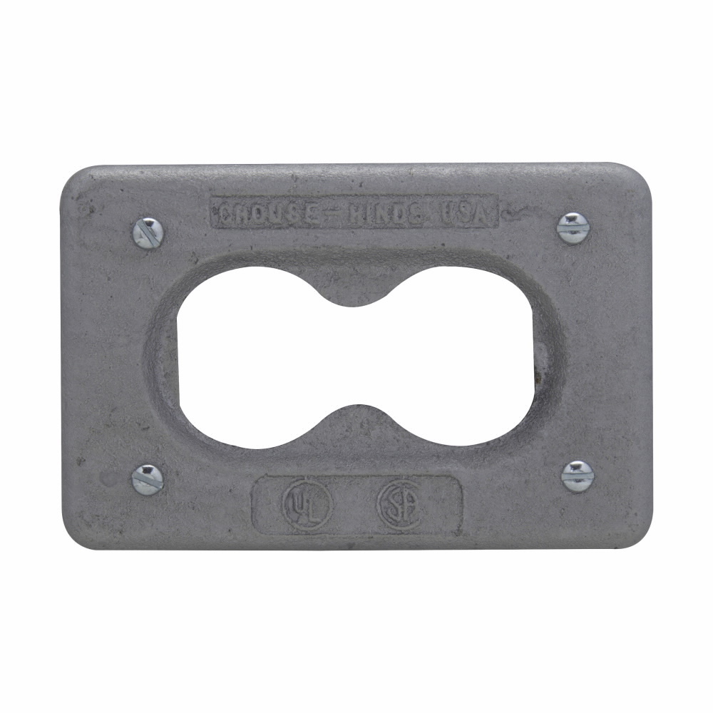 DS23G Receptacle Cover, 4.48 in L x 0.19 in W x 2-3/4 in D, Duplex Cover, Feraloy Iron Alloy