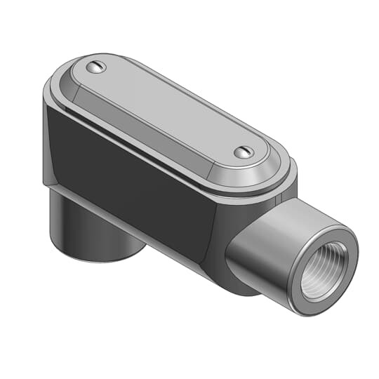 LB67CG-TB T&B BlueKote Type LB Pre-Assembled Conduit Body With Cover, Gasket, 2 in Hub, Form 7 Form, 51 cu-in Capacity, Gray Iron, Epoxy Powder Coated/Zinc Plated