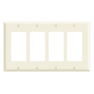 80412 Decora Standard Size Wall Plate, 4 Gangs, 8.18 in W x 4.5 in H, Thermoset, Brown
