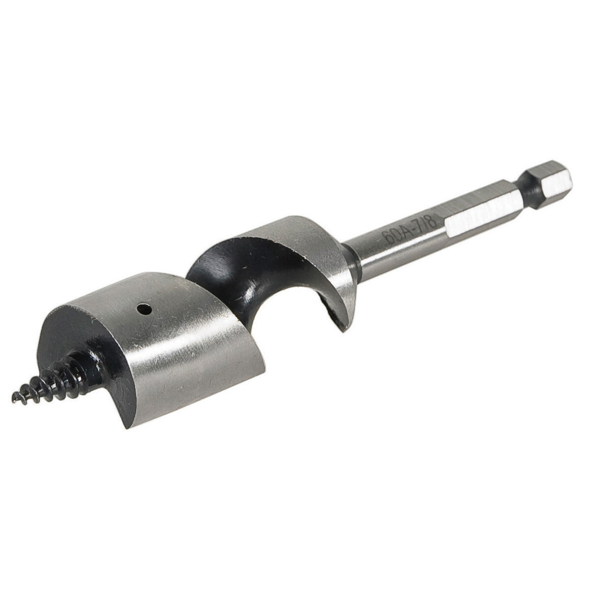 60A-7/8 Quick-Change Auger Wood Drill Bit, 7/8 in Dia, 4-1/2 in OAL, Spiral Flute, 1/4 in Shank