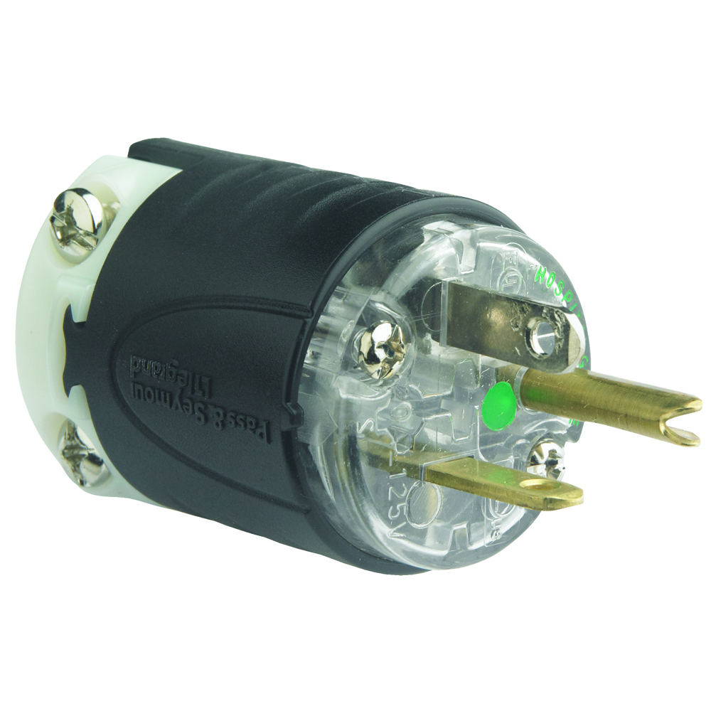 PS5366XHG 20 Amp, 125V Extra-Hard Use Hospital-Grade Plug, Black and Clear