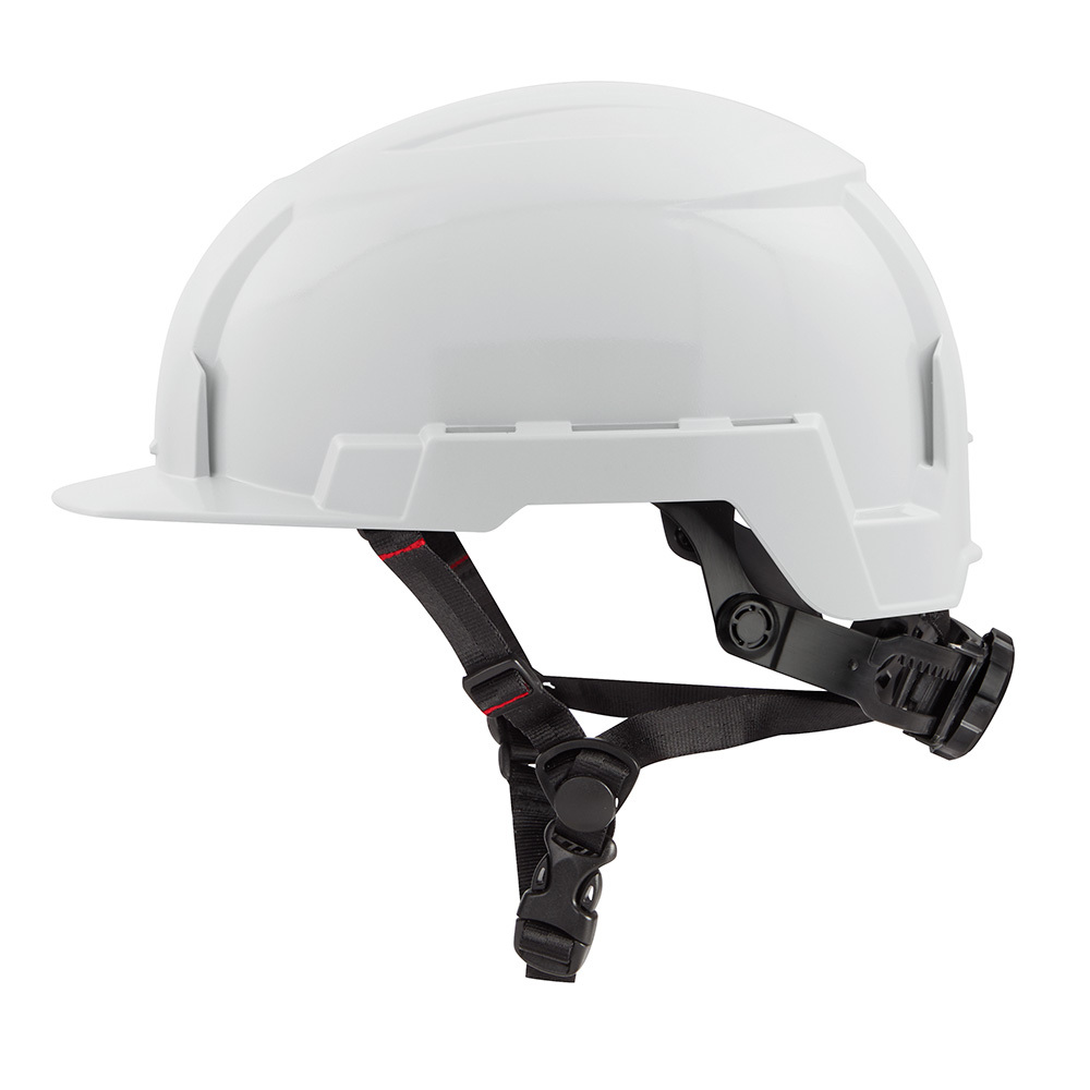 48-73-1321 Adjustable Front Brim Safety Helmet, LEXAN Polycarbonate, Padded Suspension, ANSI Electrical Class Rating: Class E, ANSI Impact Rating: Type II, Swing Wheel Ratchet Adjustment