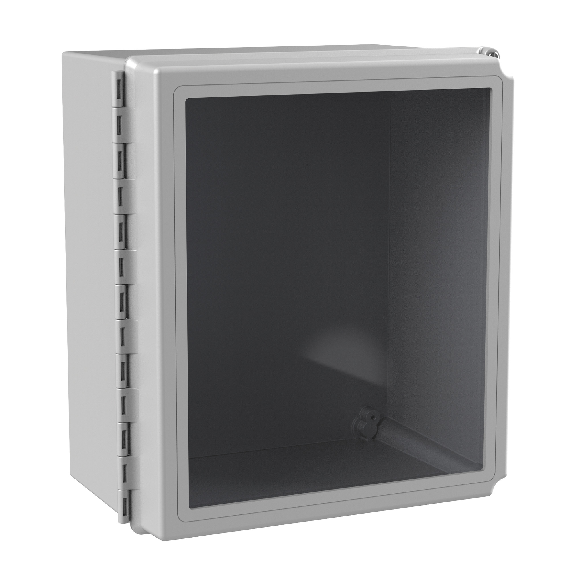 A14128CHSCFGW Enclosure, 14 in H x 12 in W x 8 in D, Continuous Hinged/Screw Cover, NEMA 4X/IP66 NEMA Rating, Fiberglass