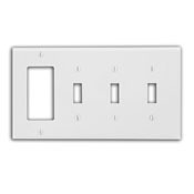 80732-I Decora Standard Size Combination Wall Plate, 4 Gangs, 8.19 in W x 4.5 in H, Thermoplastic, Ivory