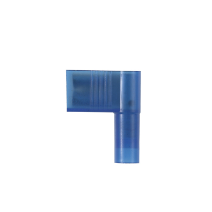 DNFR14-206B-L Pan-Term Type DNFR-B Loose Piece Vibration-Resistant Female Disconnect, 14 AWG Conductor, 0.187 to 0.205 in W x 0.02 in THK Tab, Butted Seam/Funnel Entry Barrel, Brass, Blue, Pre-Insulated