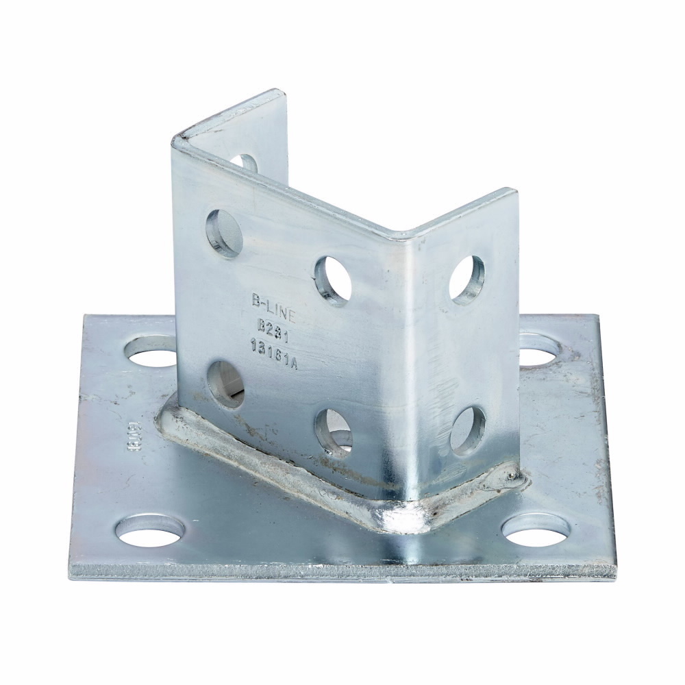 B281HDG Square Post Base, Centered/Offset Channel Position, 3-1/2 in H Base, For Use With 1-5/8 x 1-5/8 in B22A, B22B and B22C Series Side by Side Channel, Steel
