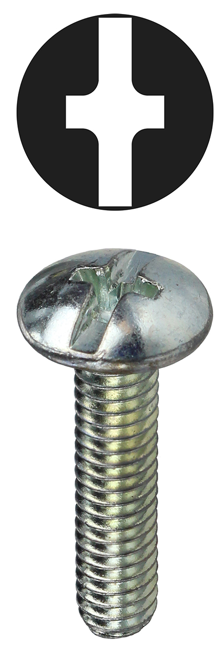 TMC63212 Machine Screw, #6-32, 1/2 in OAL, Steel, Truss Head, Zinc Plated, Phillips/Slotted Drive