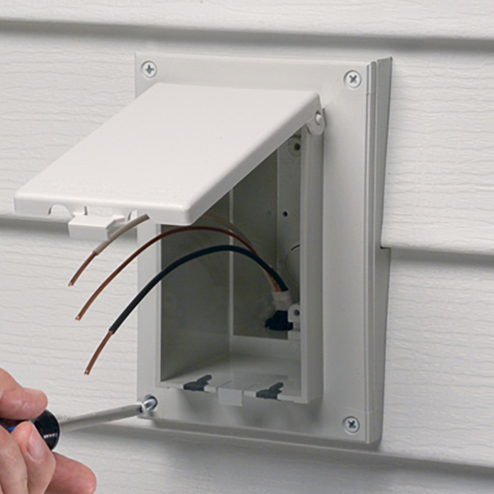 DBVR131W InBox DB Series 1-Piece Low Profile Electrical Box, Plastic, 22 cu-in Capacity, 1 Gang, 1 Outlet, 7.186 in L x 4.934 in W x 5.16 in D