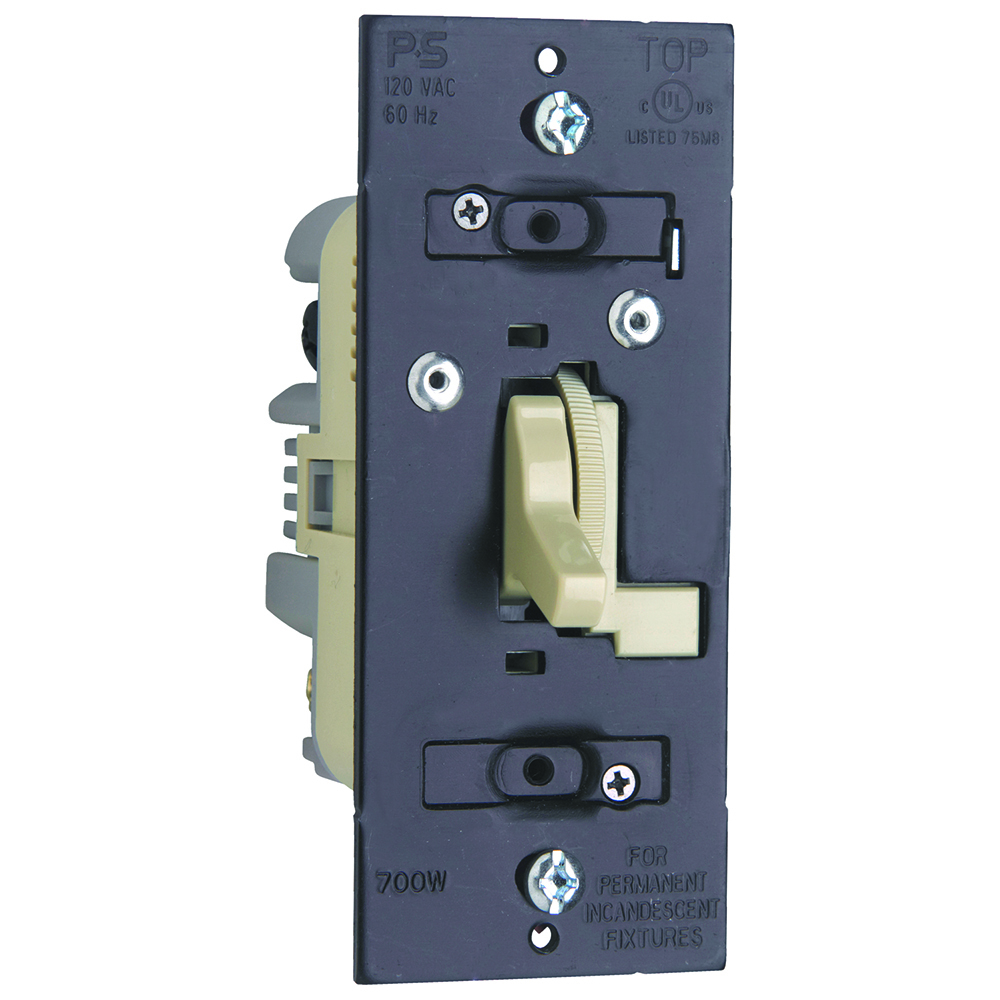 TD703PI TradeMaster 3-Way Dimmer Switch, 120 VAC, 1 Poles, On/Off Operation, Ivory