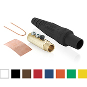 16D33-UC Rhino-Hide 1-Pole Detachable Cam Type Connector, For Use With Detachable Female Plug, NEMA 3R, Double Set Screw Termination, 2/0 to 4/0 AWG, 400 A, Brass