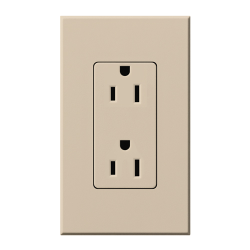 NTR-15-TR-TP Architectural  Tamper-Resistant Duplex Receptacle with Wall Plate, 15 Amp, Matte, Taupe