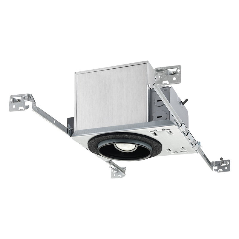 IC4AL 10LM 27K 90CRI FL 120 FRPC Adjustable New Construction Round Slope Downlight Housing With Trim, LED Lamp, Insulated Insulation, 120 V AC, 4-1/2 in Ceiling Opening, Aluminum Housing