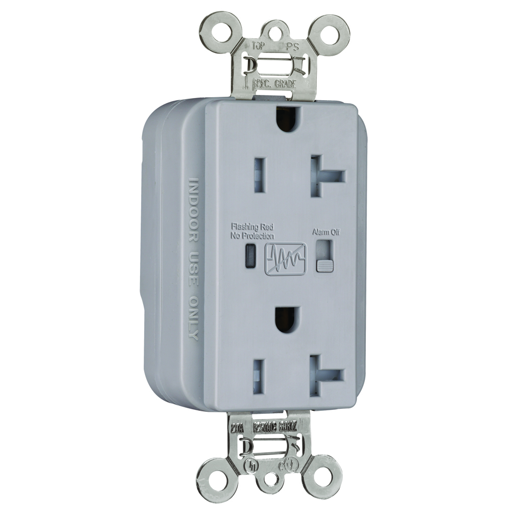 PTTR5362GRY PlugTail 20 Amp 125V Spec-Grade Duplex Receptacle, Gray