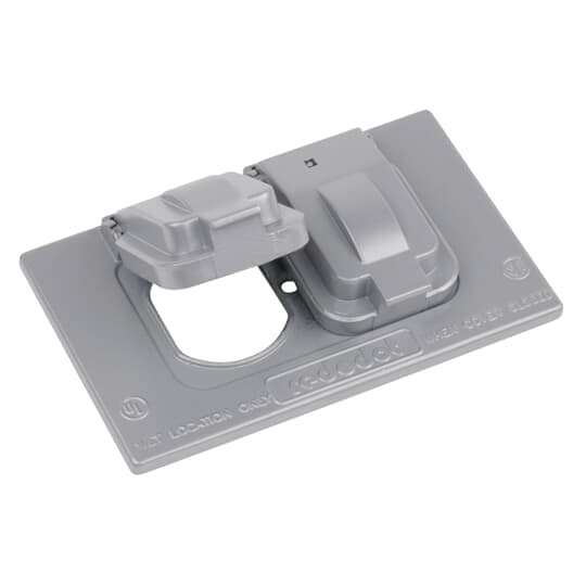 DCCD-BR Red Dot Weatherproof Receptacle Cover, 4-9/16 in L x 2-27/32 in W, Die-Cast Aluminum