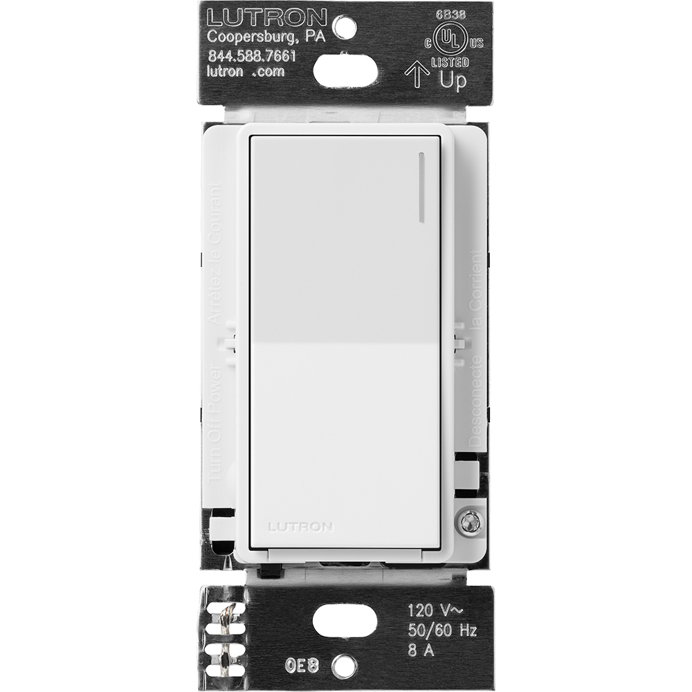 RRST-8ANS-SW Sunnata RF Neutral Switch for RA3 Systems, 8 Amp, 1 Pole/Multi-Location, Neutral Required, 120V, Snow White