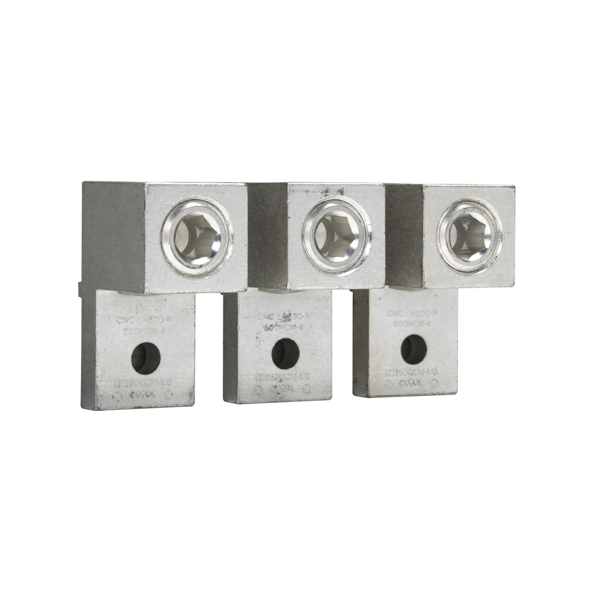 LUG2-3 3-Pole Terminal Lug Kit, 400 A, 4 AWG to 600 kcmil, Dual 1/0 AWG to 250 kcmil Wire, Aluminum/Copper Wire