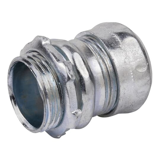 TC112A Steel City Non-Insulated Compression Connector, 3/4 in Trade, For Use With EMT Conduit, Steel, Zinc Plated