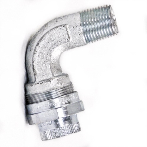UNL50N Unilets Dust-Ignitionproof Explosionproof Union Conduit Elbow, 1/2 in Trade, 90 deg, Malleable Iron, Triple Coated