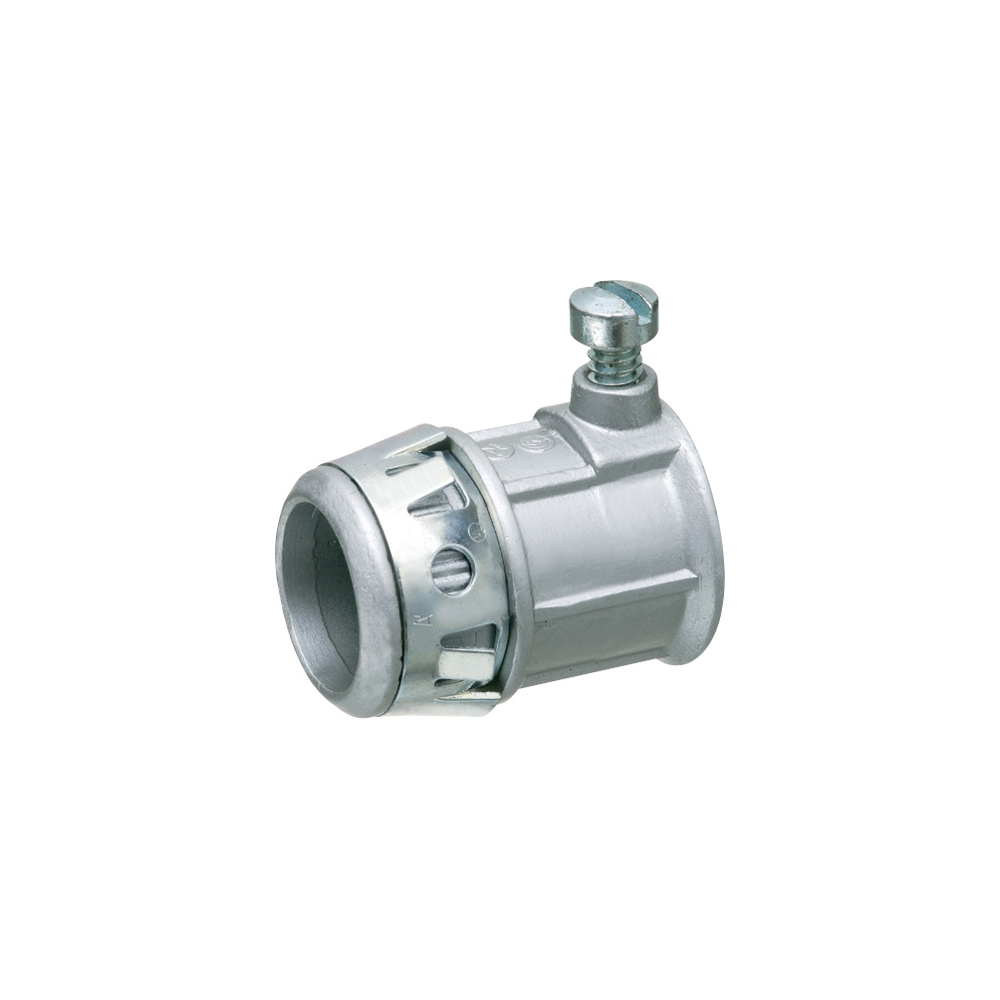 800ST Snap-Tite Set Screw Connector With Spring Steel Clip, 1/2 in Trade, For Use With Aluminum/Steel EMT Conduit, Die Cast Zinc
