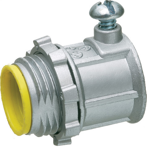 801A Set Screw Connector With Insulated Throat, 3/4 in Trade, For Use With Aluminum/Steel EMT Conduit, Die Cast Zinc