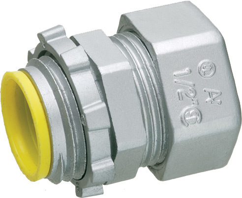 821A Compression Conduit Connector With Insulated Throat, 3/4 in Trade, For Use With EMT Conduit, Die Cast Zinc