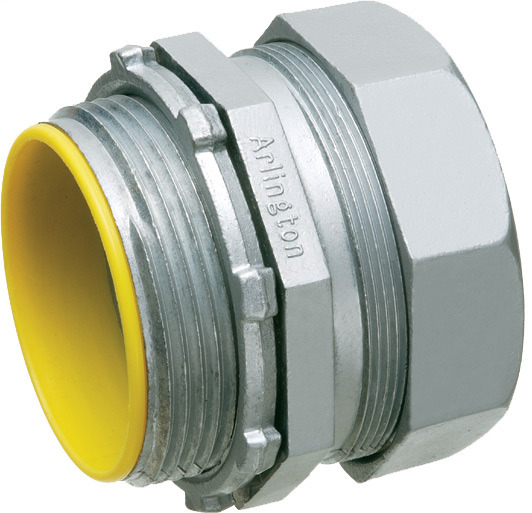828A Concrete/Raintight Compression Connector With Insulated Throat, 3-1/2 in Trade, For Use With Steel/Aluminum EMT/IMC/Rigid Conduit, Die Cast Zinc