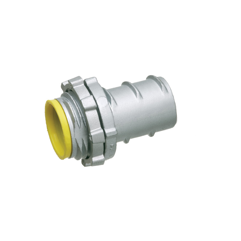 GF50A Screw-In Connector With Insulated Throat, 1/2 in Trade, For Use With Aluminum/Steel Flexible Metal Conduit, Zinc