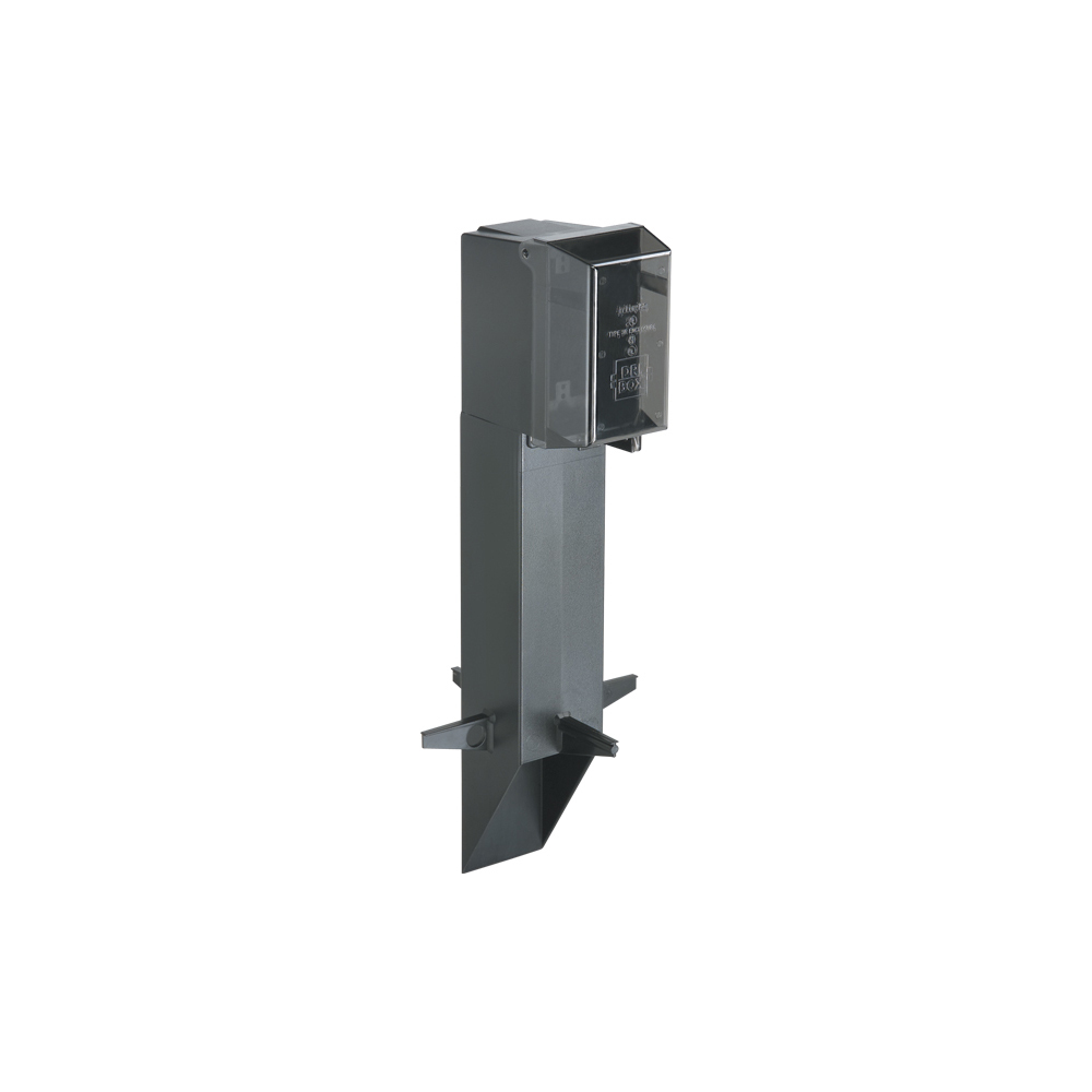 GPD19G Gard-N-Post GP Series Extra Duty Low Profile Fixture Support With Built-In Weatherproof-In-Use Cover, 19.5 in L x 6.269 in W x 2.964 in H, Squared Shape, In-Ground Mount, UV-Rated Plastic
