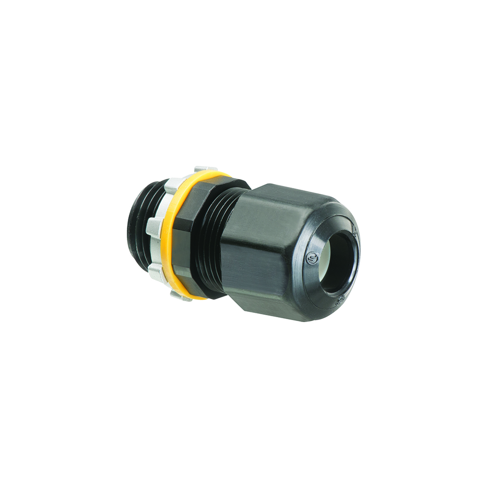 LPCG50 Low Profile Liquidtight Oiltight Strain Relief Cord Connector, 1/2 in Trade, 0.2 to 0.472 in Cable Openings, Nylon/Polyethylene/Santoprene/Zinc