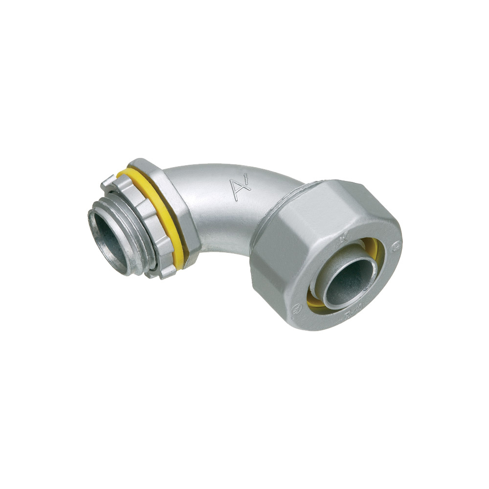 LT9075 Liquid Tight Conduit Connector, 3/4 in Trade, 90 deg, Die Cast Zinc