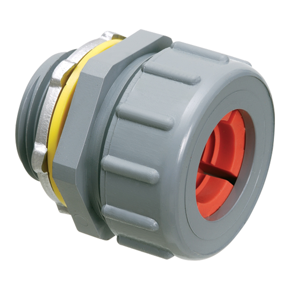 NMCG100750BL Colorgrip Non-Metallic Liquid-Tight Cord Connector, 1 in Trade, 5/8 to 3/4 in Cable Openings, PVC/Polyethylene/Santoprene/Zinc
