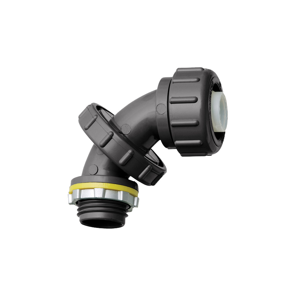 NMLT5090BL Non-Metallic Liquidtight Conduit Connector, 1/2 in Trade, 90 deg, PVC