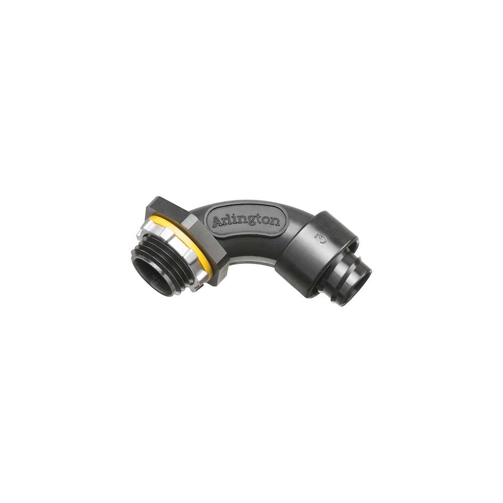 NMSC9050BL Type B Screw-On Straight Liquid Tight Connector, 1/2 in Trade, 90 deg, Plastic