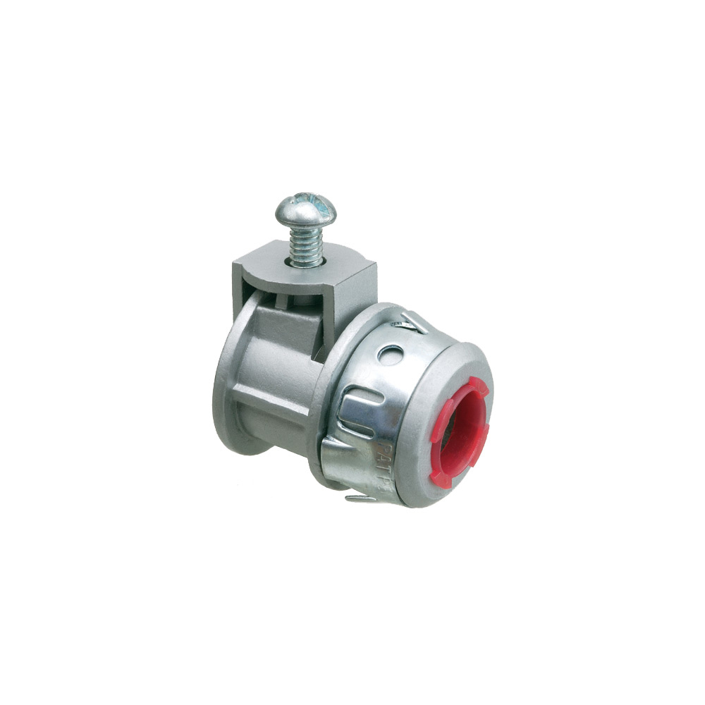 SG38AST Saddlegrip Snap-Tite Straight Cable Connector With Insulated Throat, 3/8 in Trade, 1/2 in Knockout, 0.405 to 0.612 in Cable Openings, Die Cast Zinc