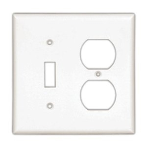 Eaton Combination wallplate, Ivory, Duplex receptacle, Decorator Cutout, Thermoset, Two- gang, Standard, ED Box