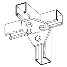 B126ZN 90 deg Gusseted Shelf Angle, 4 Holes, 3-1/2 in L x 3-1/2 in W, 1/4 in THK, Steel