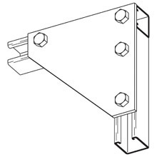 B137GRN Flat Corner Gusset Plate, 4 Holes, 7-5/8 in L x 7-5/8 in W x 1/4 in THK, Steel