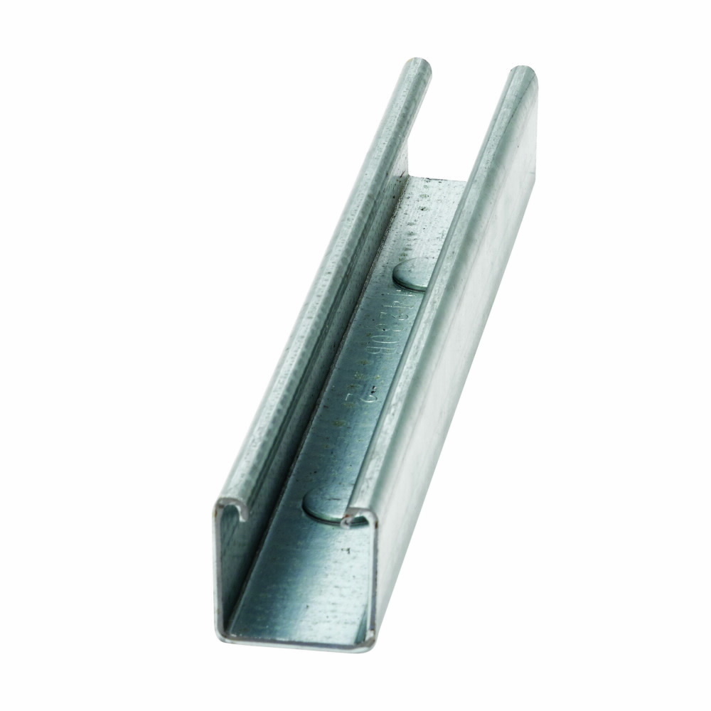 B22KO6-120GLV Single Metal Framing Channel, 120 in L 1-5/8 in W 1-5/8 in D 12 ga THK, Carbon Steel, Pre-Galvanized, Domestic