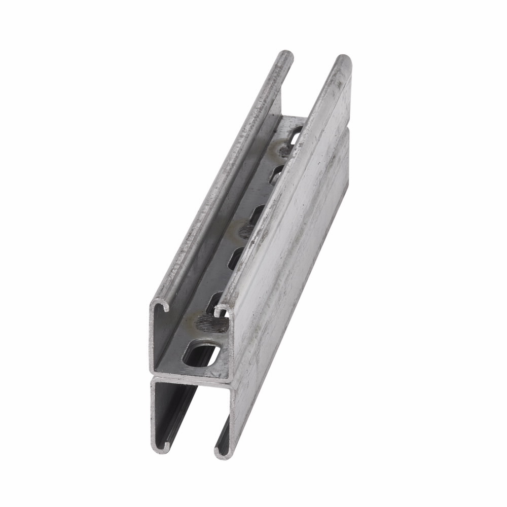 B22SHA-120GLV Slotted Strut Channel, Back-to-Back, 10 ft x 1-5/8 inch x 1-5/8 inch, Pre-galvanized Steel, SHA Holes, 12 Gauge