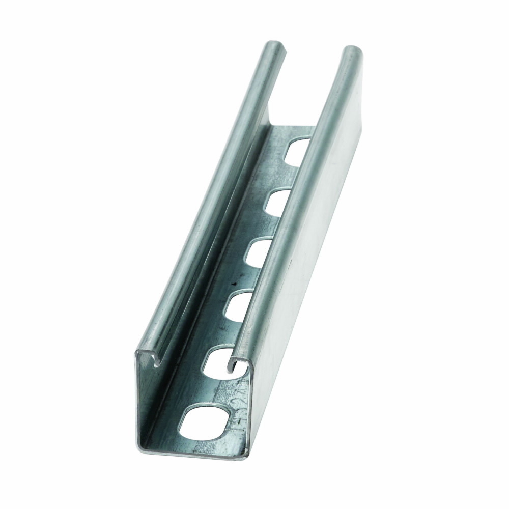 B24SH-240GLV Single Slotted Metal Framing Channel, 240 in L 1-5/8 in W 1-5/8 in D 14 ga THK, Low Carbon Steel, Pre-Galvanized, Domestic