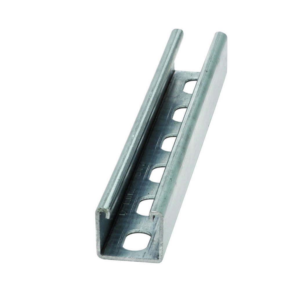 B32SH-120GLV Single Slotted Metal Framing Channel, 120 in L 1-5/8 in W 1-3/8 in D 12 ga THK, Carbon Steel, Pre-Galvanized, Domestic