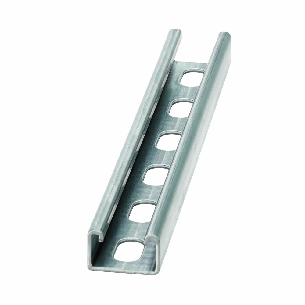 B42SH-240GLV Single Slotted Metal Framing Channel, 240 in L 1-5/8 in W 1 in D 12 ga THK, Carbon Steel, Pre-Galvanized, Domestic