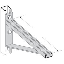 B494-18GRN Single Braced Bracket, 2 Holes, 18 in L x 1-5/8 in W x 1/4 in THK, Steel