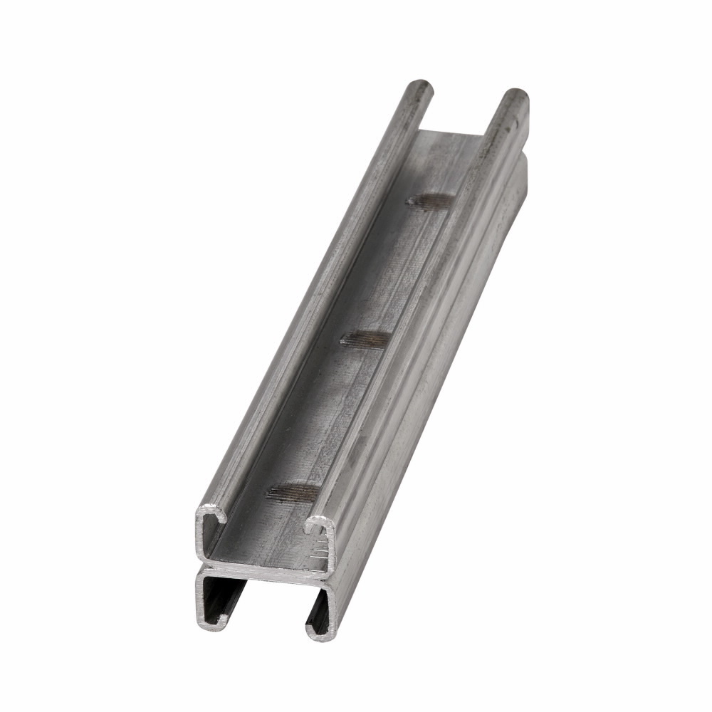 B52A-120GLV Back to Back Single Solid Metal Framing Channel, 120 in L 1-5/8 in W 13/16 in D 12 ga THK, Carbon Steel, Pre-Galvanized, Domestic