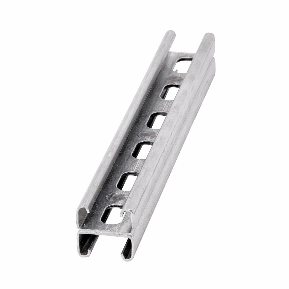 B54SHA-120GLV Slotted Strut Channel, Back-to-Back, 10 ft x 1-5/8 inch x 13/16 inch, Pre-galvanized Steel, SHA Holes, 14 Gauge