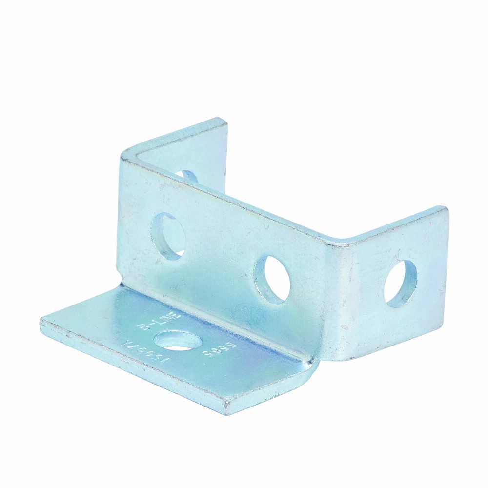 B585ZN Rectangular U Type Post Base, 2 Channel, Flush to Side Channel Position, For Use With 1-5/8 x 1-5/8 in B22A Series Back to Back Channel, Steel