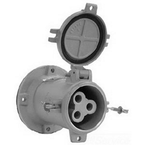 Powertite; Pin and Sleeve Receptacle; 200 Amp, 600 Volt AC, 3-Pole, 3-Wire, Pressure Wire Terminal, 2 Inch Hub