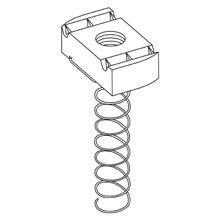 N722ZN 700 Standard Spring Nut With Spring, #10-24 Thread, 1/4 in THK, For Use With B11 and B12 Series Tall Channel, Strut Fitting and Bolted Framing, Steel