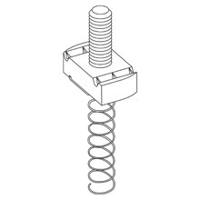 SN728-1ZN 700 Standard Stud Nut With Spring, For Use With B11 and B12 Series Tall Channel, 3/8 in THK, 3/8-16 Thread, 1 in L Stud, Steel